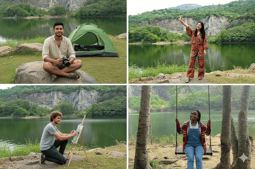 Hồ Núi Đá là tọa độ check-in được đông đảo du khách yêu thích với hàng loạt góc chụp ảnh và ngắm cảnh xịn sò